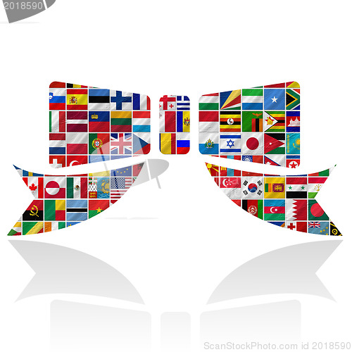 Image of flags of the world with icon set