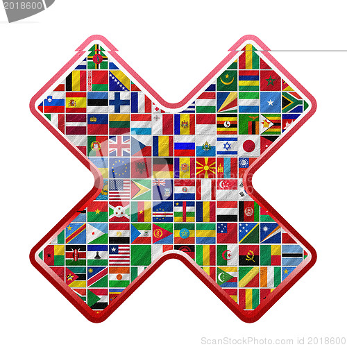 Image of flags of the world with icon set