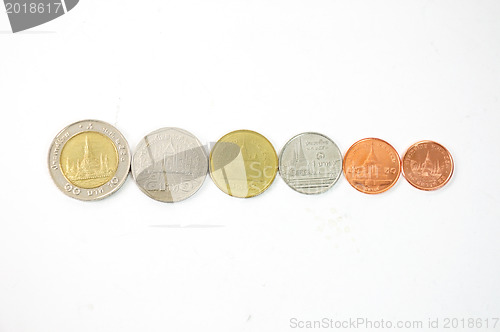 Image of Coin stack isolated on white background 