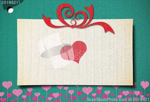 Image of greeting, wedding or birthday card with heart 