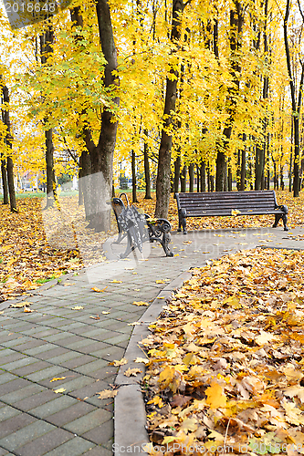 Image of Old bench in the autumn park.