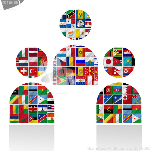 Image of flags of the world with icon set