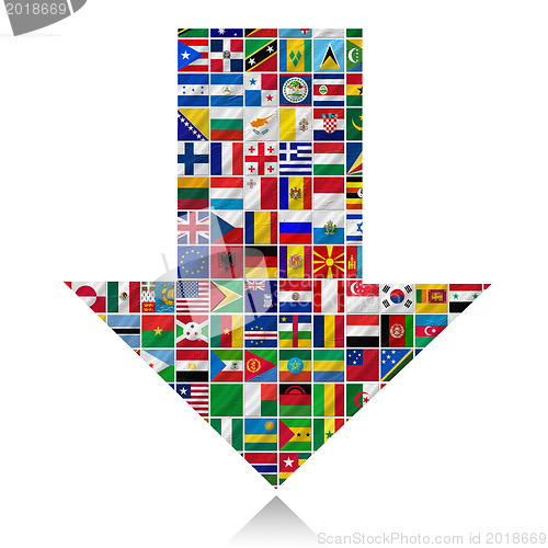 Image of flags of the world with icon set