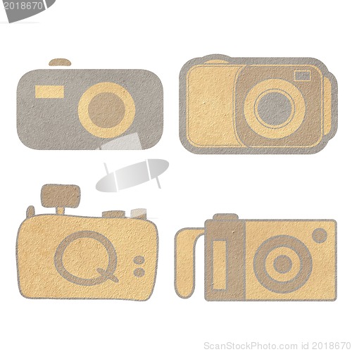 Image of classic camera from paper craft isolated 