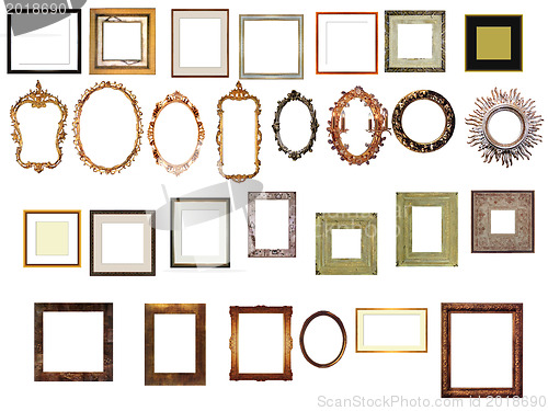 Image of picture gold frames with a decorative pattern