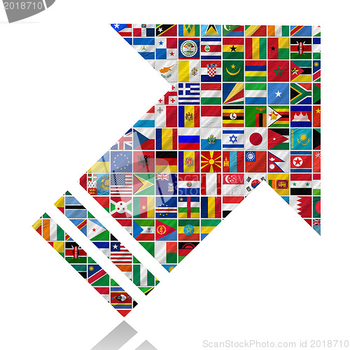 Image of flags of the world with icon set