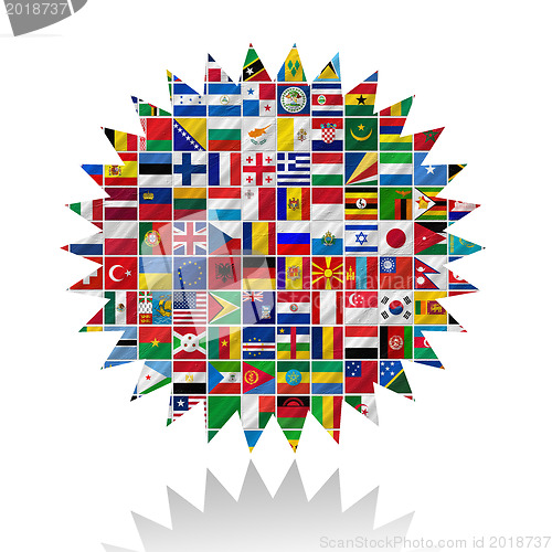 Image of flags of the world with icon set