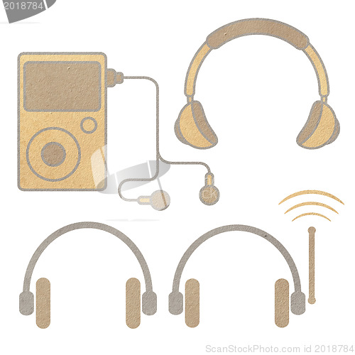 Image of vintage musical background with headphones 