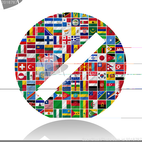 Image of flags of the world with icon set