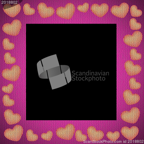 Image of Valentines day background frame with heart shaped ornament 