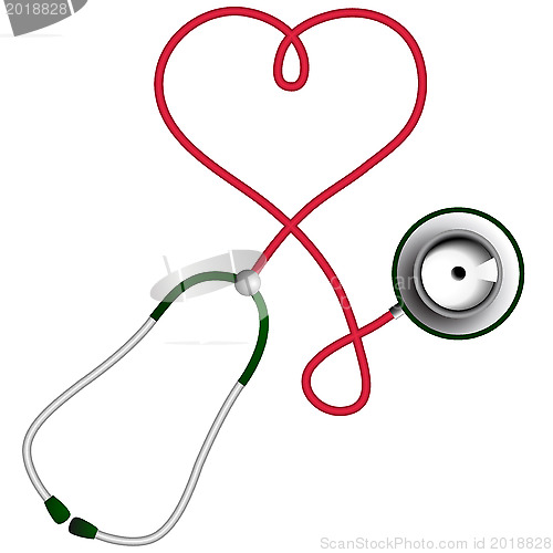Image of Heart shape stethoscope. Cardiology concept.