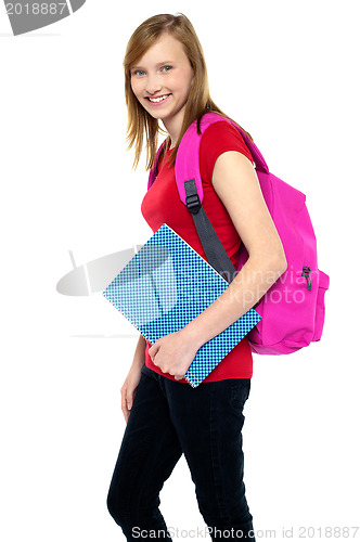 Image of Good looking young girl leaving for college