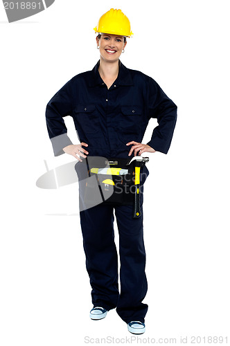 Image of Active woman construction worker