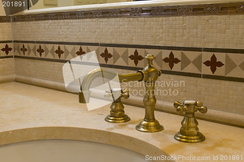 Image of tile detail faucet bathroom