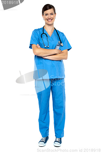 Image of Smart looking female doctor, arms folded