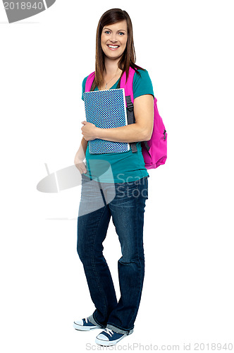 Image of Full length portrait of pretty college girl
