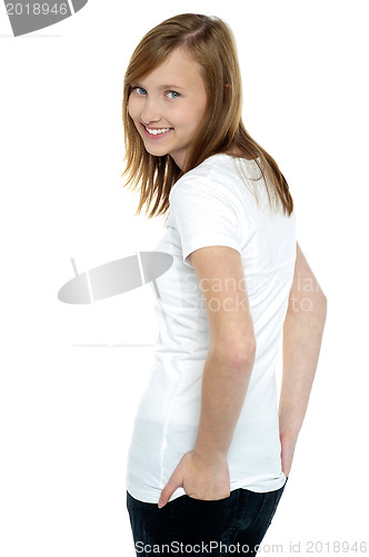 Image of Fashion portrait of pretty smart teenager