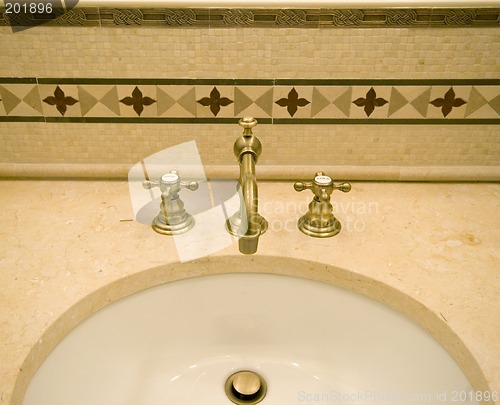 Image of tile detail faucet bathroom