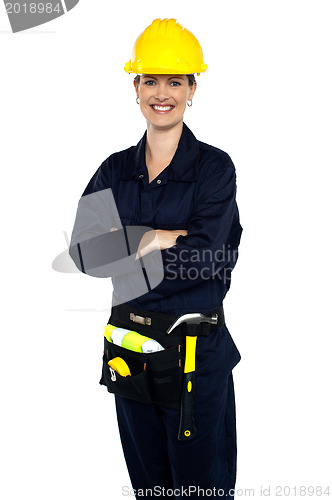 Image of Confident cheerful female architect