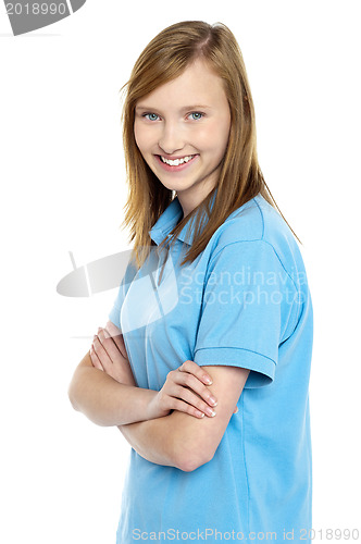 Image of Profile shot of a cute smiling teenage girl