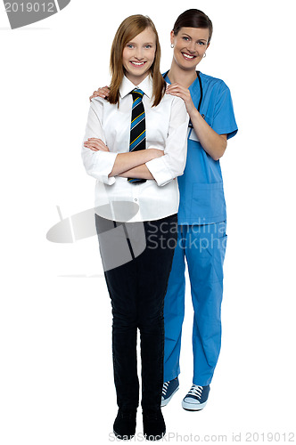 Image of Full length portrait of a doctor with her patient