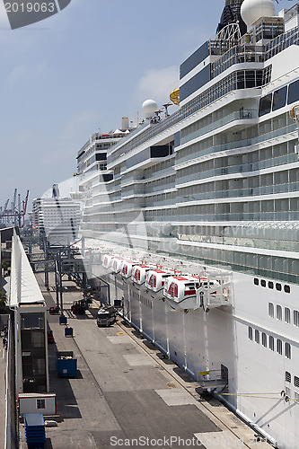 Image of Cruise ships anchored in port