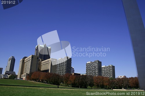 Image of Downtown St. Louis under the Arch