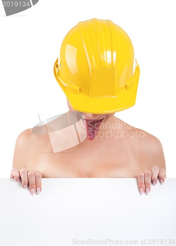 Image of Young woman with blank