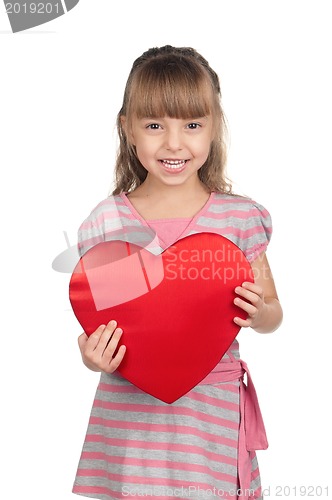 Image of Little girl with red heart