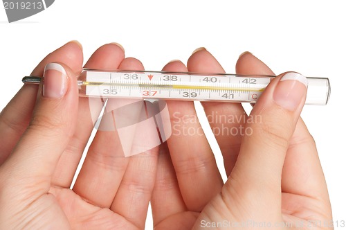 Image of Hand with thermometer