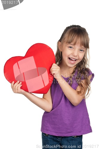 Image of Little girl with red heart