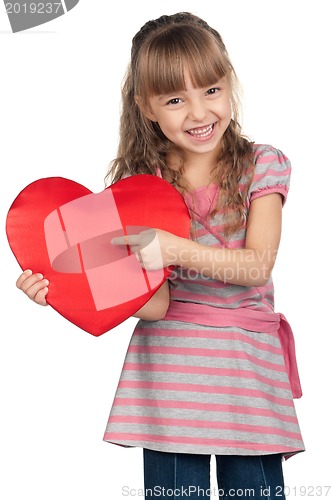 Image of Little girl with red heart