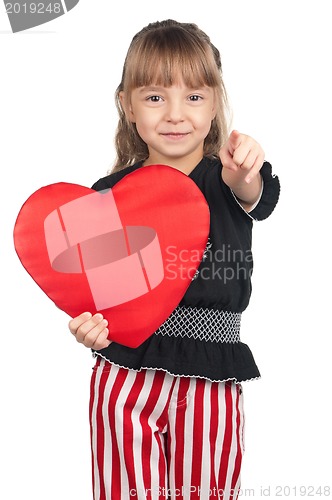 Image of Little girl with red heart