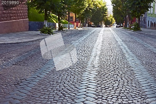 Image of Wide cobbled road