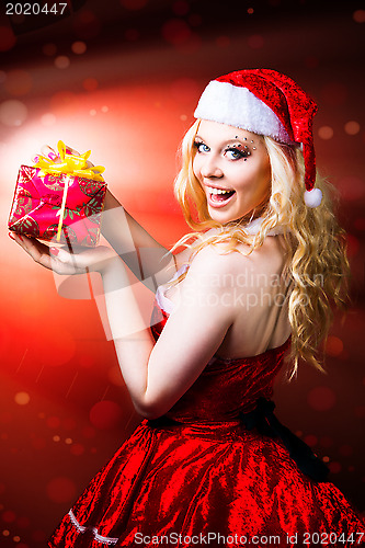 Image of beautiful sexy girl wearing santa claus clothes