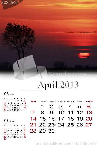 Image of 2013 Calendar.April