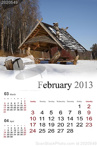 Image of 2013 Calendar. February