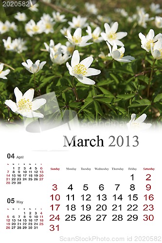 Image of 2013 Calendar. March.