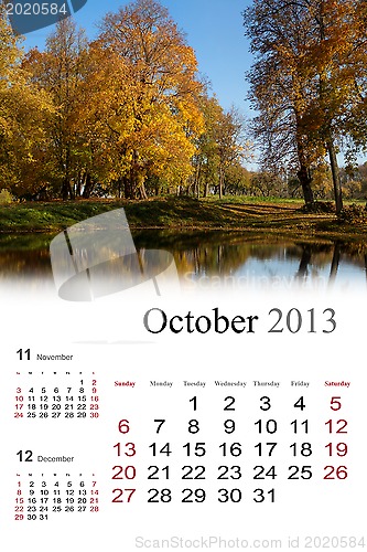 Image of 2013 Calendar. October.