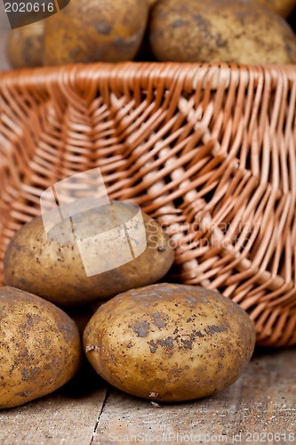 Image of basket with fresh potatoes 