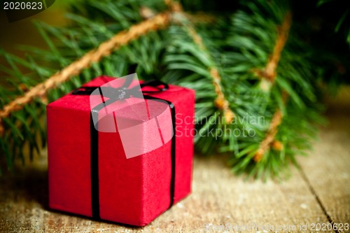 Image of christmas decoration and fir tree