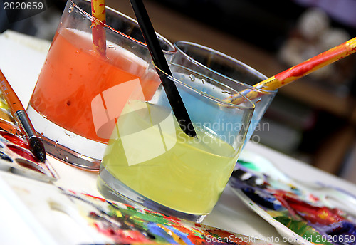 Image of Art palette and watercolors