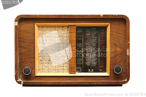 Image of wooden radio isolated on white