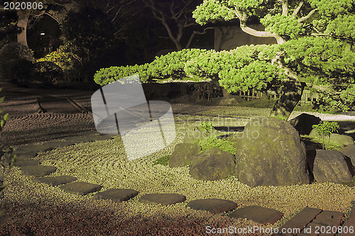 Image of night in zen garden