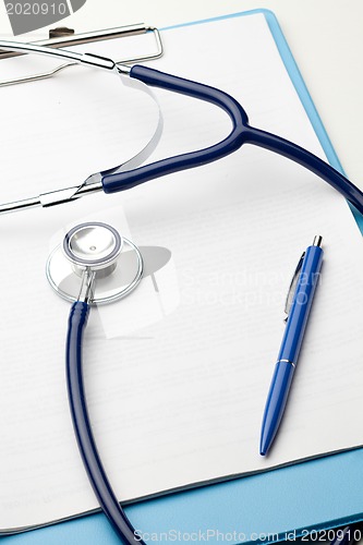 Image of Blank clipboard with stethoscope