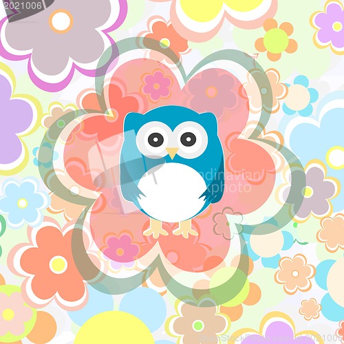Image of cute owl and flower pattern