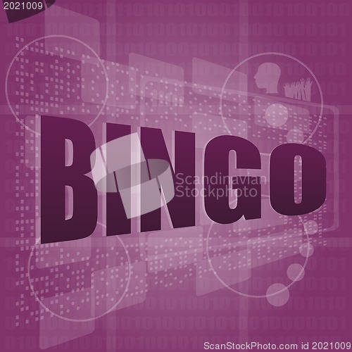 Image of bingo word on digital screen