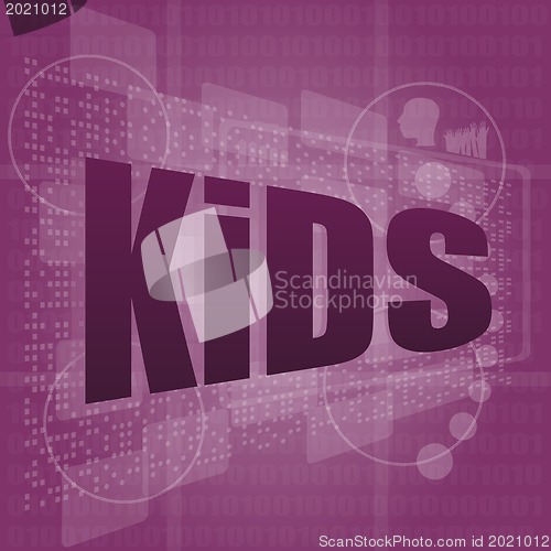 Image of kid word on a virtual digital background