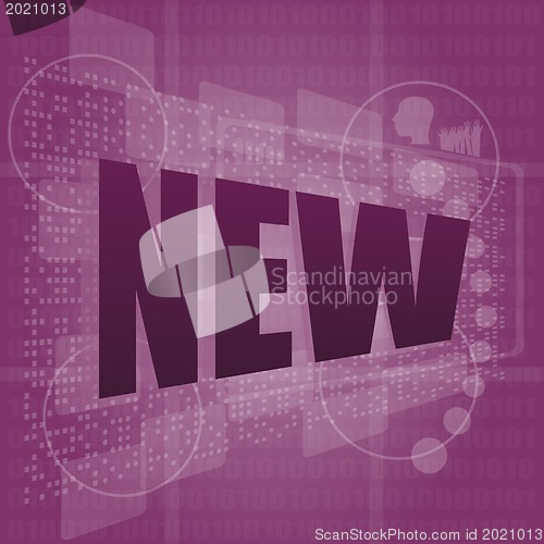 Image of Job, work concept: words new on digital screen