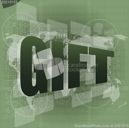 Image of gift word on digital screen - holiday concept